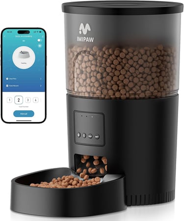 IMIPAW Automatic Cat Feeder, 5G WiFi Cat Food Dispenser with APP Remote Control, Pet Dry Food Smart 