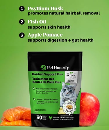 Cat Hairball Support Crunchy & Creamy Chews, Hairball Remedy Treats, Cat Furball Treatment