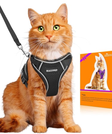 Halypet Cat Harness and Leash Set [H600 Pro] Escape Proof Cat Harness for Walking