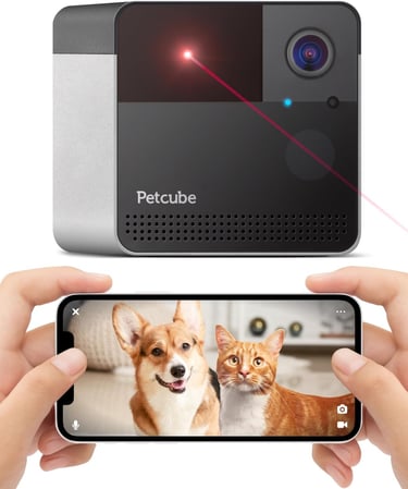 Petcube Play 2 Wi-Fi Pet Camera with Laser Toy for Cats & Dogs, 1080P HD Video, 160° Full-Room View
