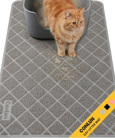Cat Litter Mat Litter Trapping Mat, Premium Durable PVC Grid Mesh with Scatter Control, Non-Slip, Le