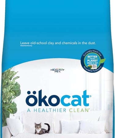 ökocat Original Wood Clumping Cat Litter, Unscented, 18.8 pounds - Natural Ingredients, Stops Odor, 
