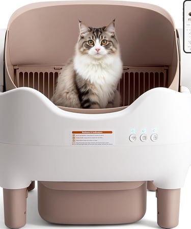 KITPLUS Automatic Cat Litter Box: Self Cleaning Litter Box Open Top for Large Cats - Self-Cleaning C