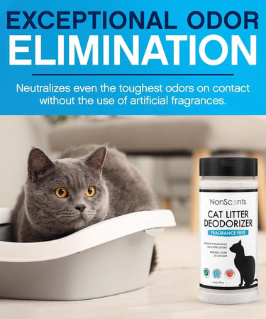 NonScents Cat Litter Deodorizer - Litter Box Odor Eliminator - Less Scooping Extends Kitty Litter Li