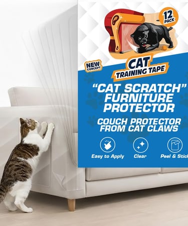 12 Pack Cat Scratch Furniture Protector Tape Sheets – Double-Sided Sticky Training