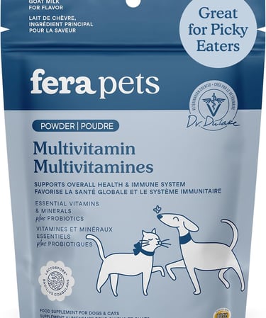 Fera Pets Goat Milk Topper - Multivitamin for Dogs & Cats with Probiotics - Supports Overall Health