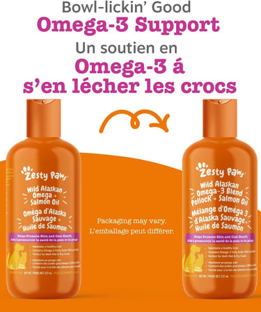 Zesty Paws Wild Alaskan Salmon Oil for Dogs & Cats - Liquid Fish Oil for Dogs and Cats with Omega 3 