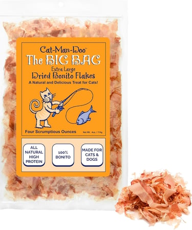 Cat-Man-Doo Extra Large Dried Bonito Flakes 4Oz. / 112G Treat for Dogs & Cats