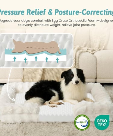 COZY KISS Orthopedic Dog Bed for Extra Large Dog 44x32 inch, XL Faux Fur Pet Sofa