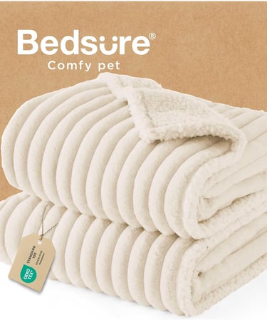 Bedsure ComfyFleece™ Waterproof Dog Blankets for Large Dogs - Soft Pet Cat Blanket Corduroy Fleece