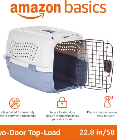 Amazon Basics Two-Door Top-Load Hard-Sided Pet Travel Carrier, 58.4 cm