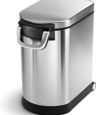 simplehuman 25 Liter, 27lb / 12.2 kg Medium Pet Food Storage Can, Brushed Stainless Steel