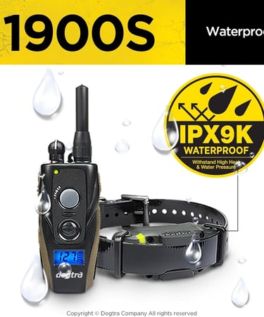 Dogtra Canada 1900S 1.2KM IPX9K Waterproof High-Output Remote Dog Training E-Collar with CA Warranty