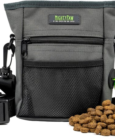 Mighty Paw Dog Treat Pouch 2.0 | Pet Training Hands-Free Snack Bag w/Strap. Holds 2 Cups Kibble