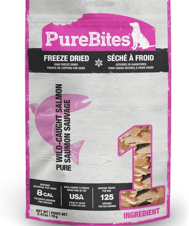 PureBites Salmon Freeze Dried Dog Treats, 2.47oz | 70g - Mid Size