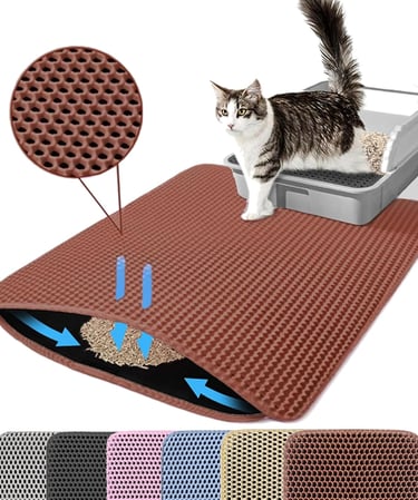 Cat Litter Mat, 60x45cm Large Honeycomb Double Layer Cat Litter Mat Trapper, Non Slip Waterproof Uri