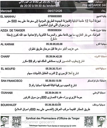 Duty Pharmacies in tangier - delivery services in tangier