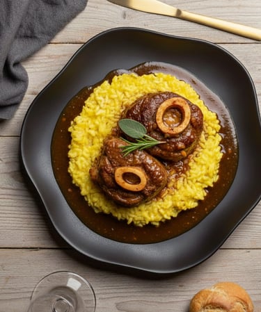 Ein Teller mit Fleisch und Soße