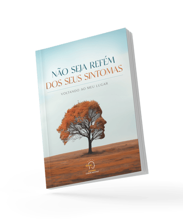 Portuguese book cover featuring a tree shaped like a human face for mental health and symptom relief.