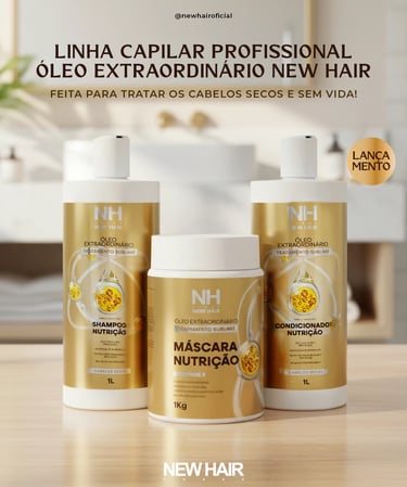 Kit Capilar Óleo Extraordinário NEW HAIR Profissional 1L Salão
