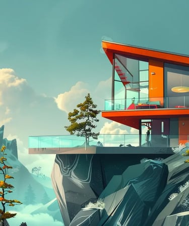 modern house on the edge of a cliff