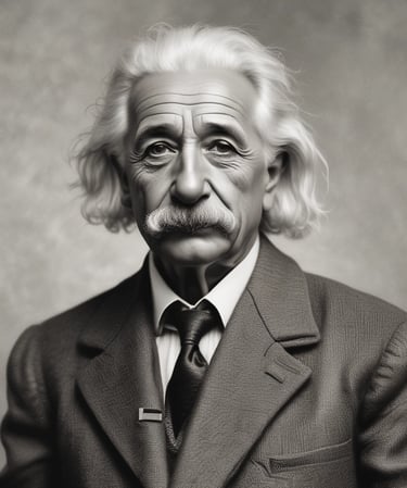 AI generated pictures of Albert Einstein in black and white