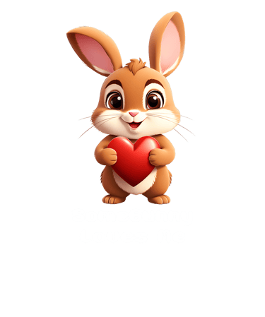 a bunny rabbit holding a heart shaped red heart