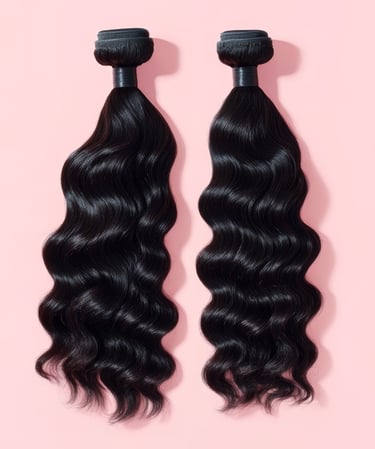 An image displaying an example of the Natural Brown Curly Bundles hair option.