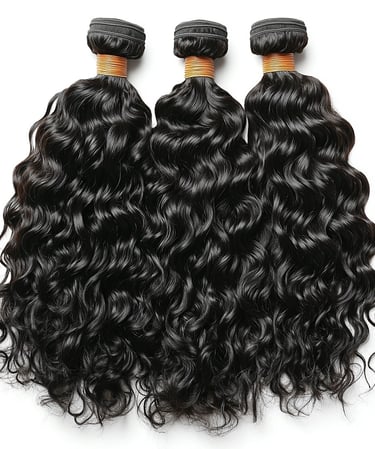 An image displaying an example of the Jet Black Tight Curly Bundles hair option.