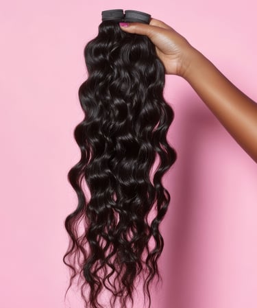 An image displaying an example of the Natural Brown Loose Curly Bundles hair option.