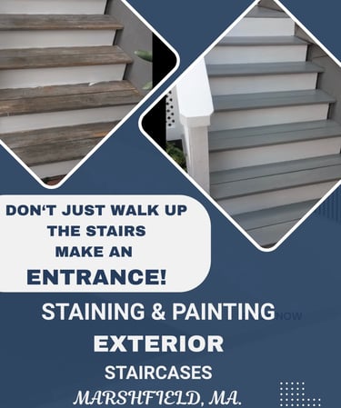 Before and after exterior painting of stairs in Marshfield,MA.