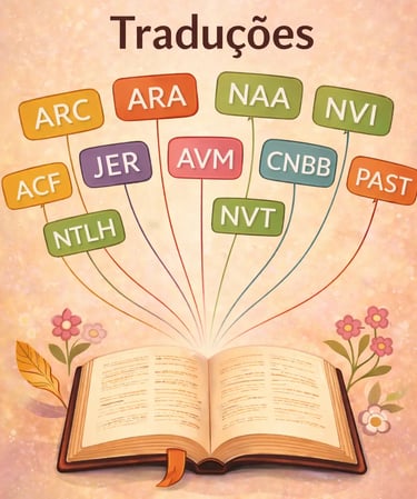 principais traduções da Bíblia feminina em português como ARC, NVI, NTLH e NAA