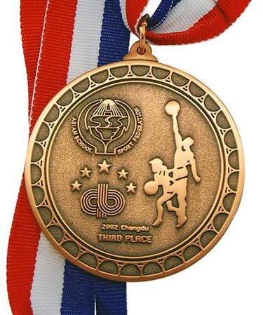 We offer a customized sports medals service, producing medals with your logo, size and ribbon.
