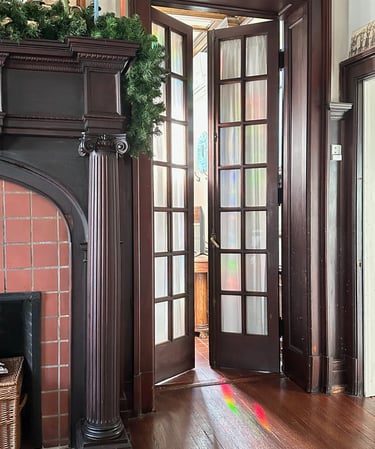 french doors of the bathroom Garland Vaughan Suite 2123 Rivermont Lynchburg VA