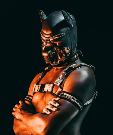 A man in a pup mask.