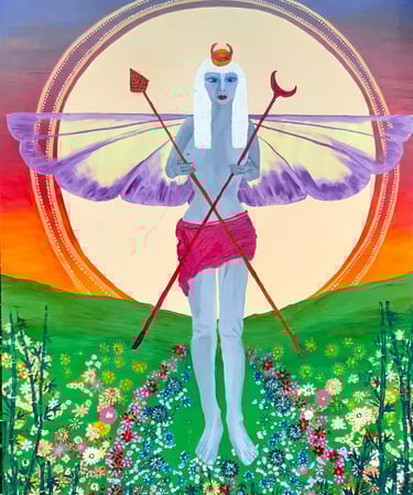 fairy-priestess oil on plywood 80-x-120cm
