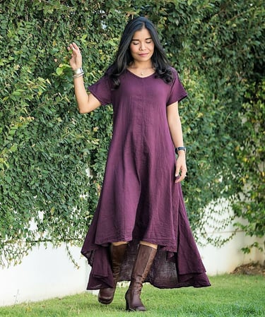 Purple Uneven Hem Dress