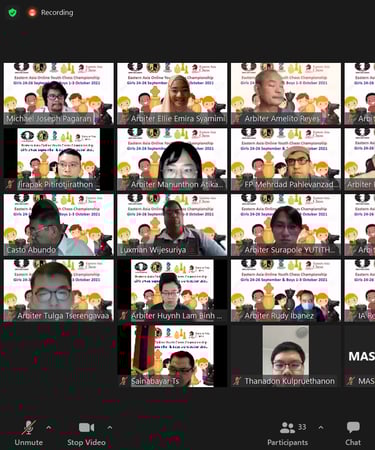 Arbiters at the Eastern Asia Online 2021 with Thailand Chess & Asian Chess Federation. Ellie Emira