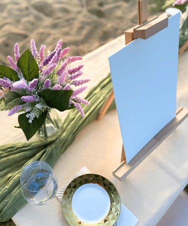 beachside picnic and painting on the beach