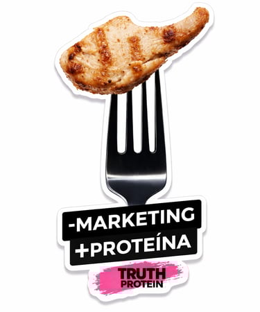 Grilled chicken breast on a fork for Truth Protein marketing campaign.