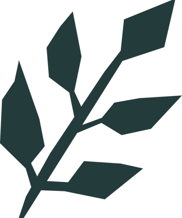 Woodcut of a branch with leaves.