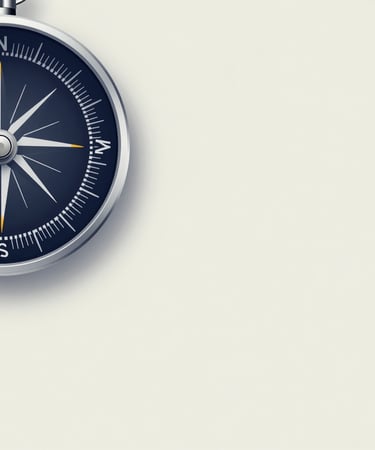 Minimalist compass design in muted tones representing navigation and direction.