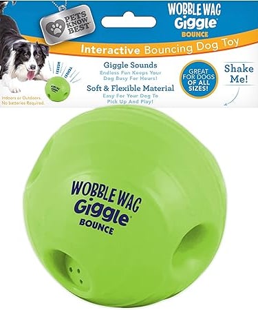 a dog ball with a dog toy inside of it
