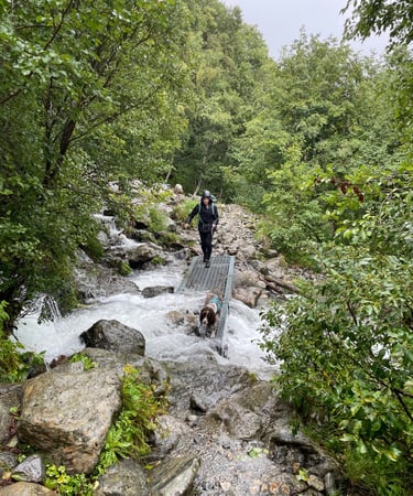 walking through the Folgefonna National Park and up to the Folgefonna glacier
