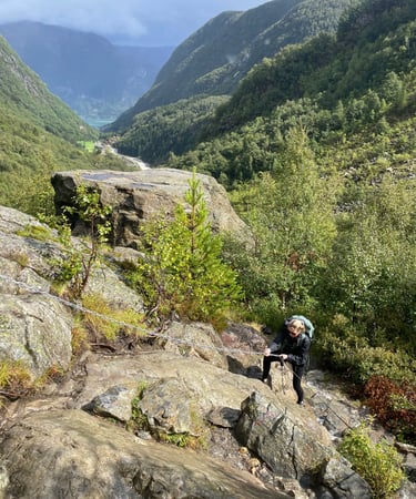 walking through the Folgefonna National Park and up to the Folgefonna glacier