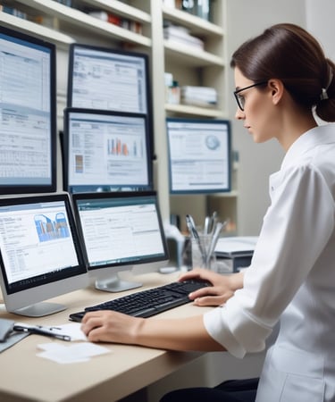 Close-up of a professional using a tablet displaying data analytics for facilities management