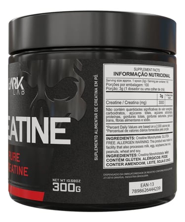 Creatina Monohidratada em Pote 300g 100% Pura Dark Lab