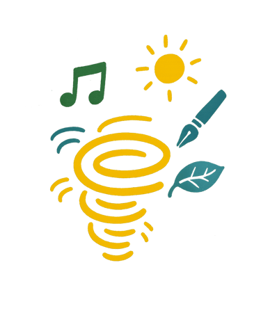 a spiralle with music notes and music notes