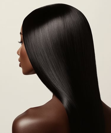 An image displaying an example of the Jet Black Straight Frontal hair option.