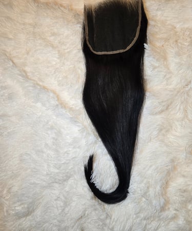 An image displaying an example of the Jet Black Straight Closure hair option.